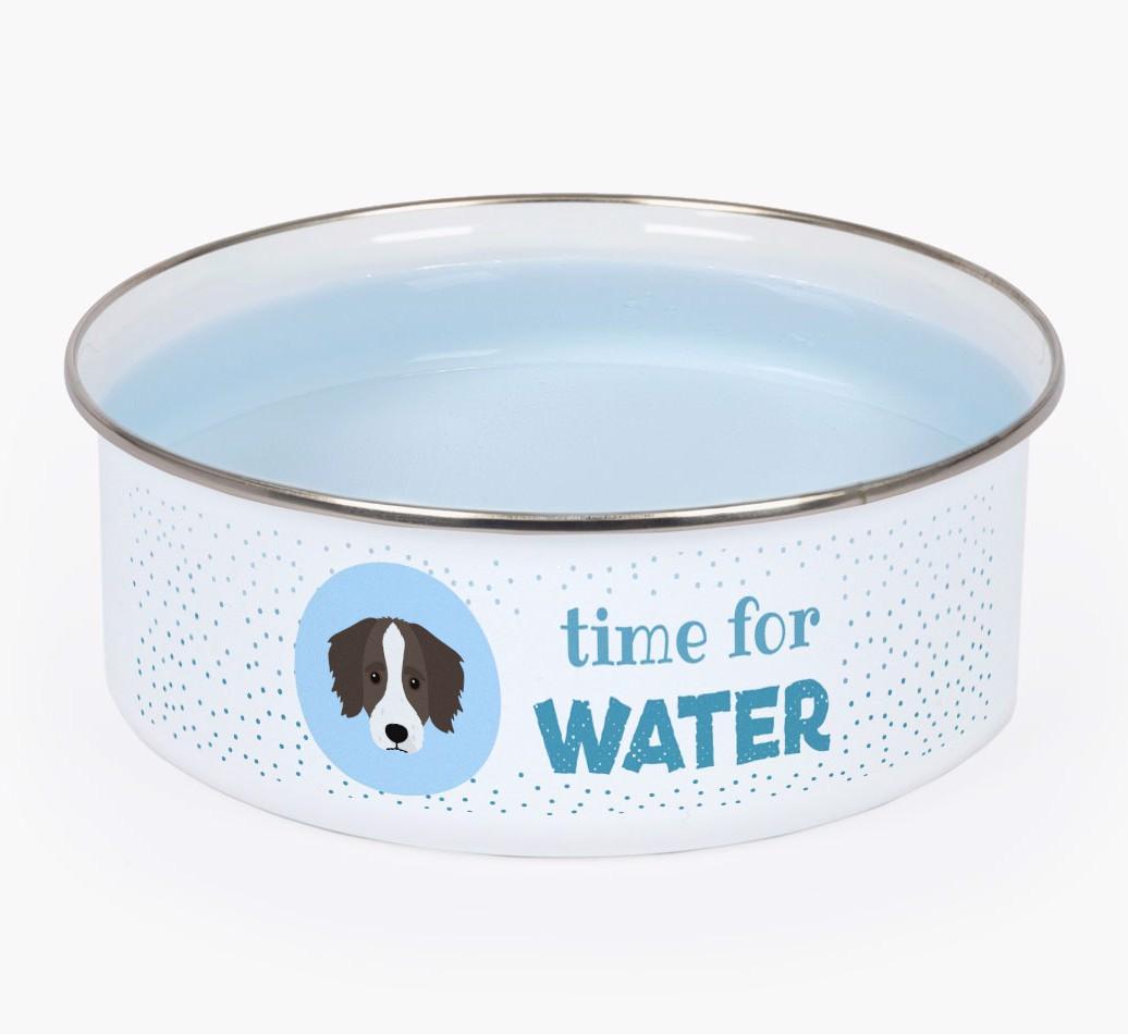 Time For Water: Personalized {breedFullName} Enamel Dog Bowl