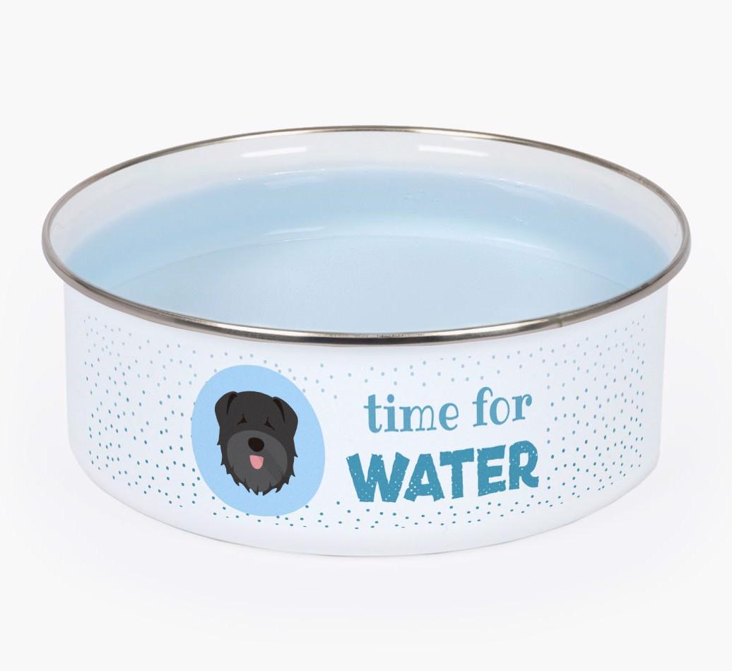 Time For Water: Personalized {breedFullName} Enamel Dog Bowl