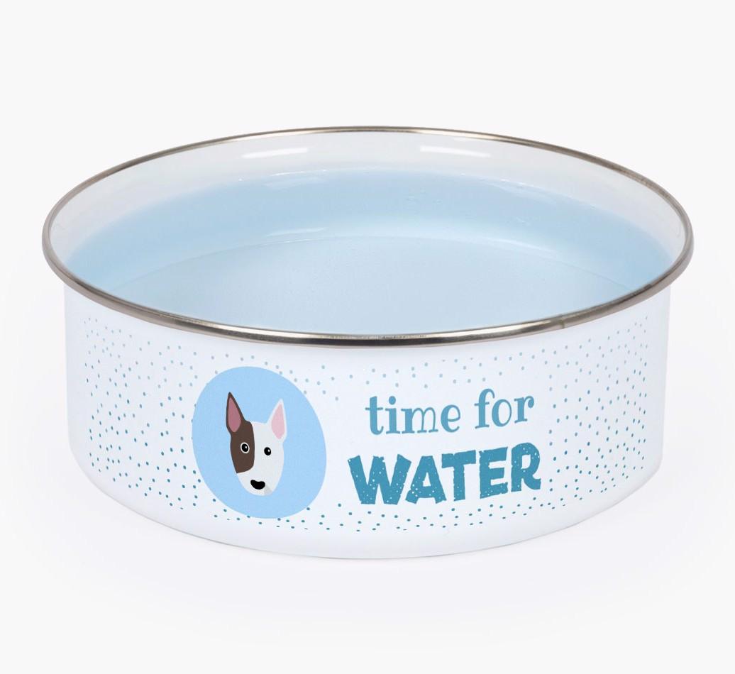Time For Water: Personalized {breedFullName} Enamel Dog Bowl