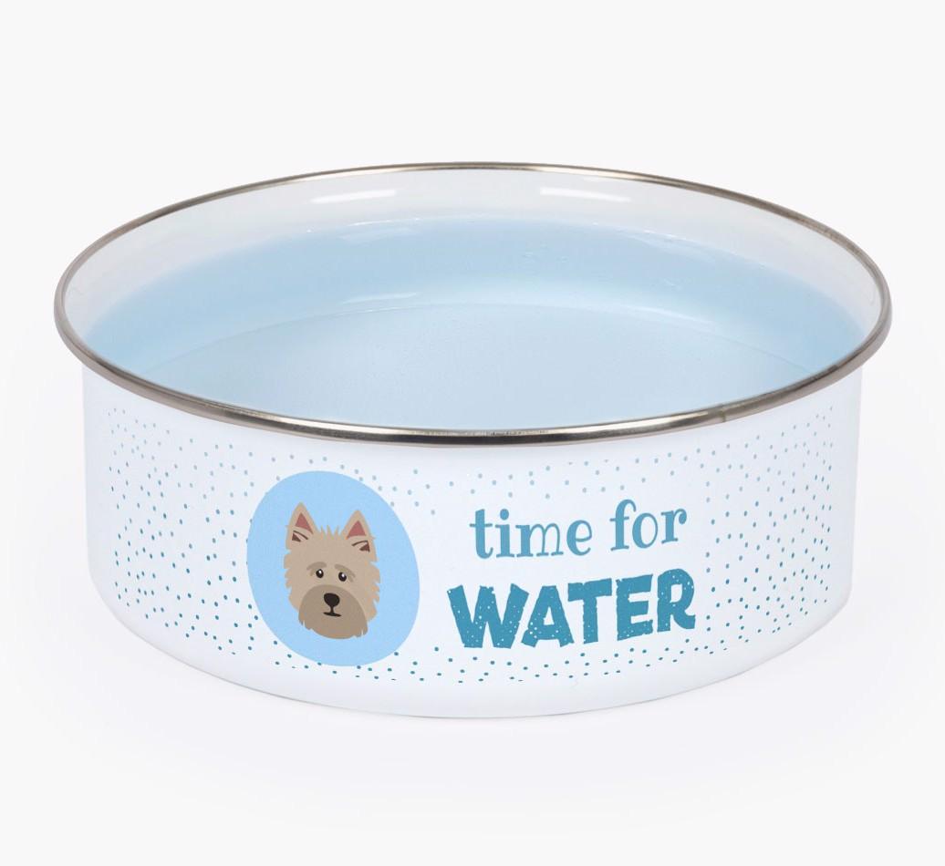 Time For Water: Personalized {breedFullName} Enamel Dog Bowl