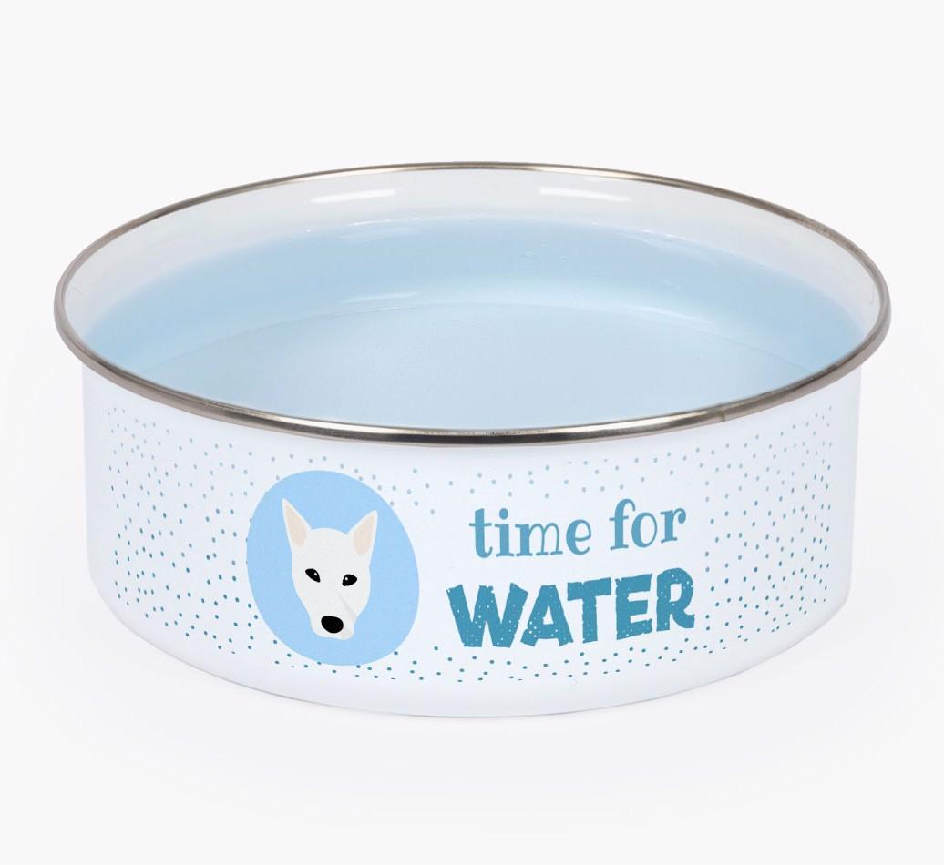 Time For Water: Personalized {breedFullName} Enamel Dog Bowl