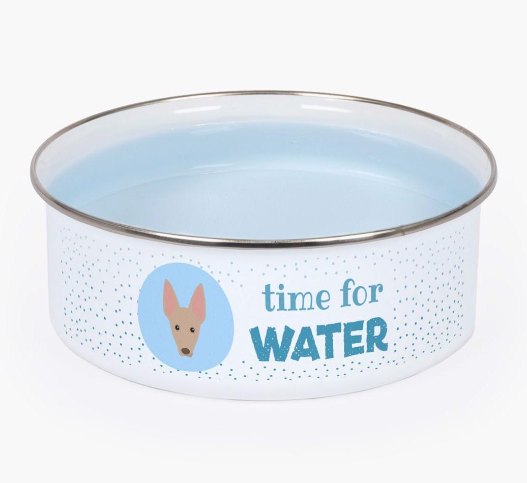 Time For Water: Personalized {breedFullName} Enamel Dog Bowl