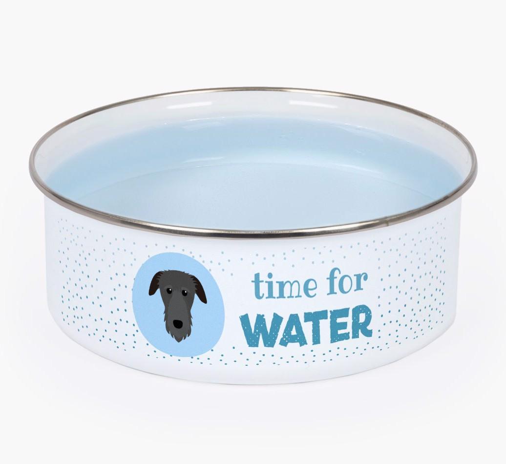 Time For Water: Personalized {breedFullName} Enamel Dog Bowl