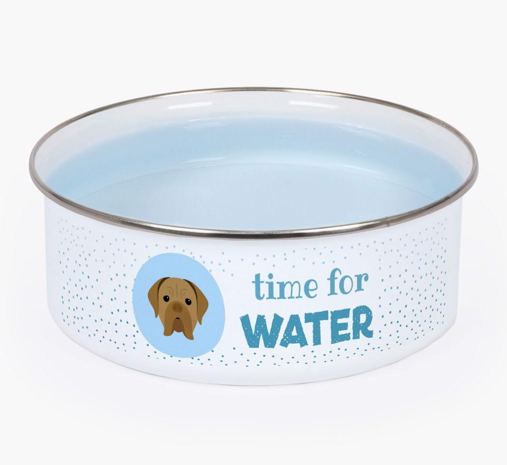 Time For Water: Personalized {breedFullName} Enamel Dog Bowl