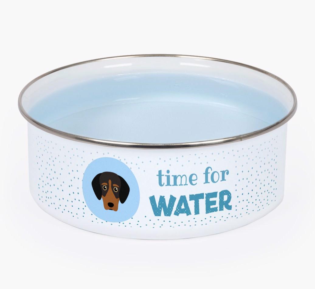 Time For Water: Personalized {breedFullName} Enamel Dog Bowl