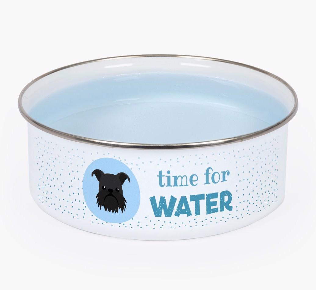 Time For Water: Personalized {breedFullName} Enamel Dog Bowl