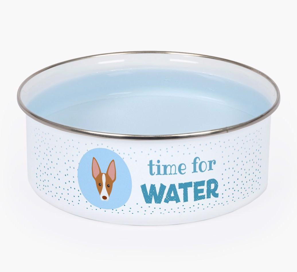 Time For Water: Personalized {breedFullName} Enamel Dog Bowl