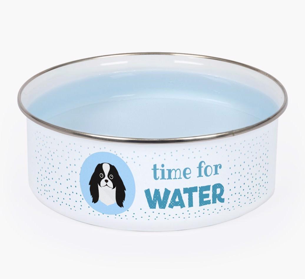 Time For Water: Personalized {breedFullName} Enamel Dog Bowl