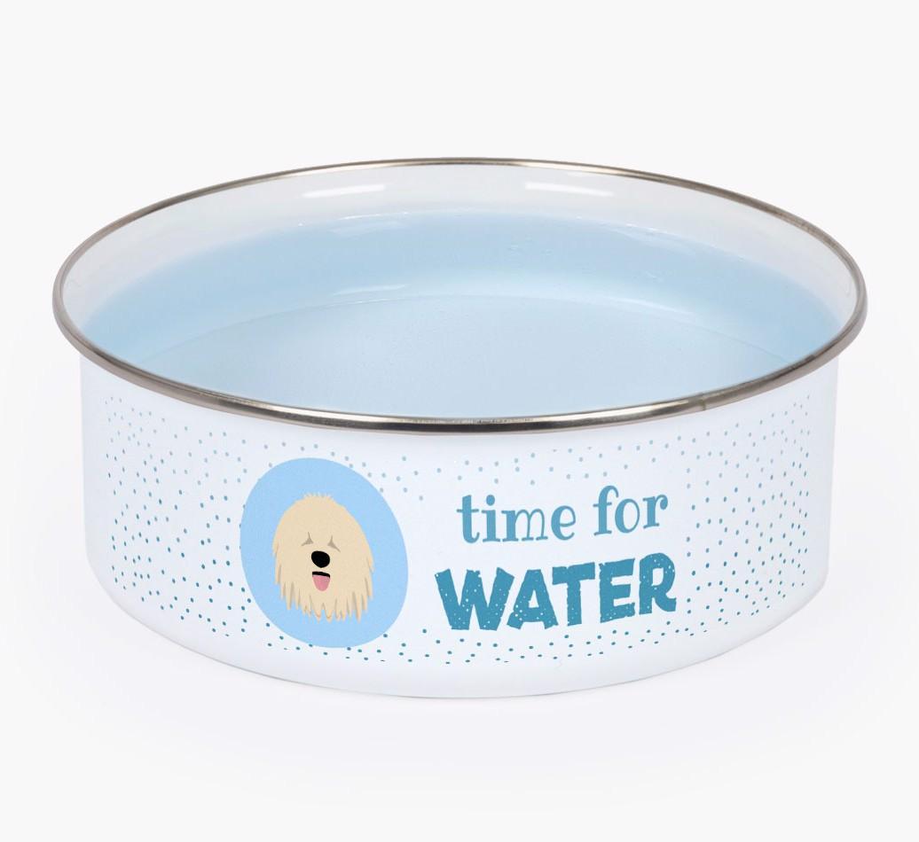 Time For Water: Personalized {breedFullName} Enamel Dog Bowl
