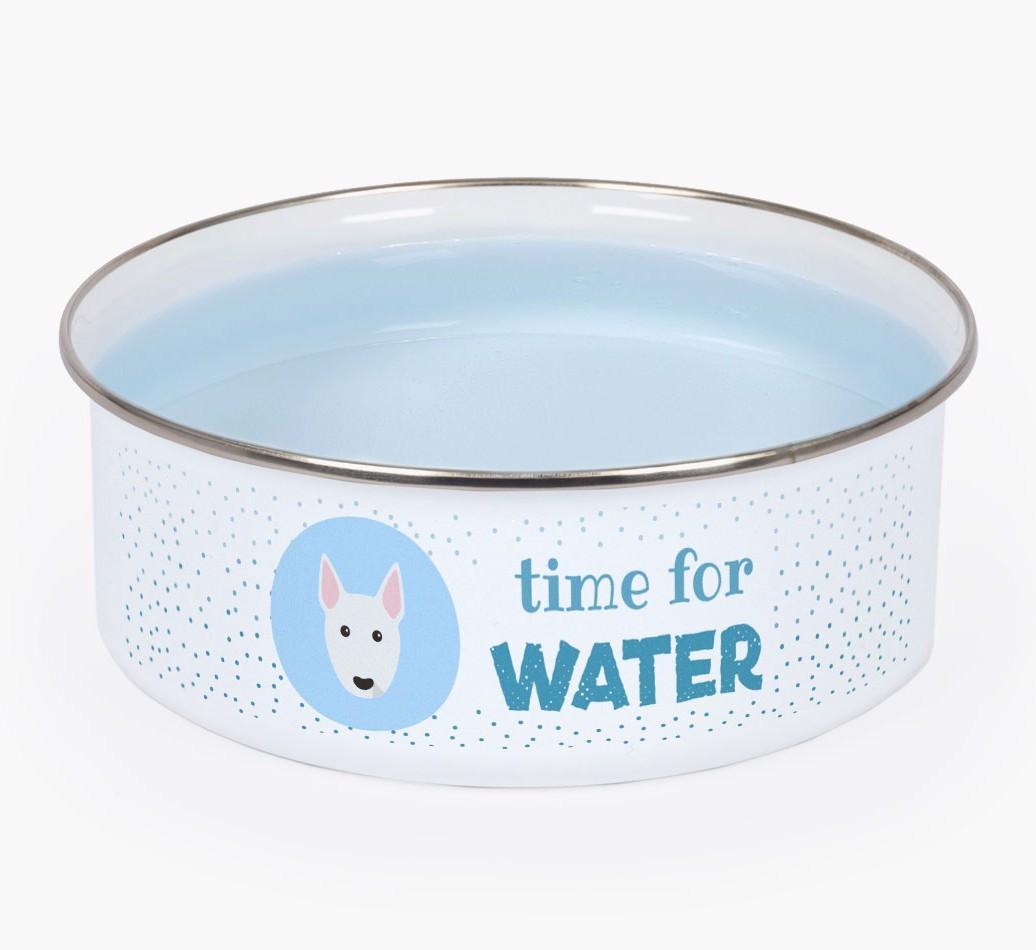 Time For Water: Personalized {breedFullName} Enamel Dog Bowl
