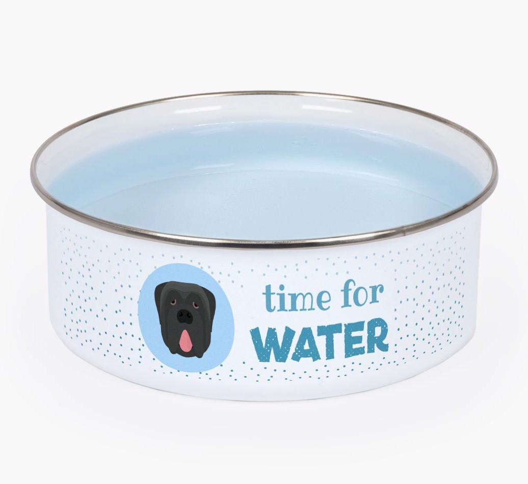 Time For Water: Personalized {breedFullName} Enamel Dog Bowl