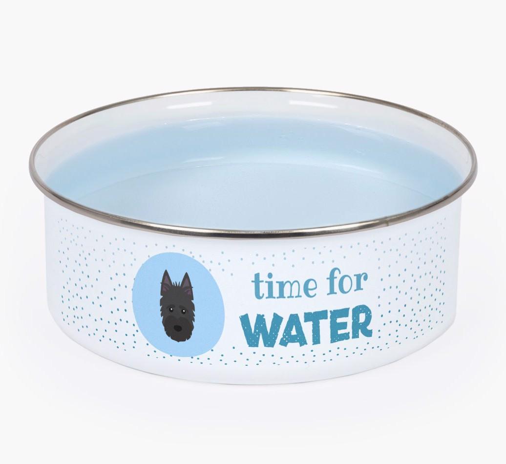 Time For Water: Personalized {breedFullName} Enamel Dog Bowl