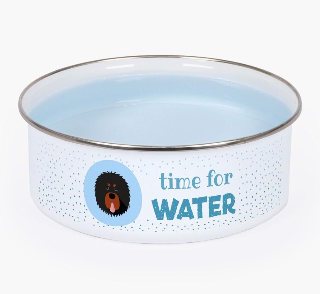 Time For Water: Personalized {breedFullName} Enamel Dog Bowl