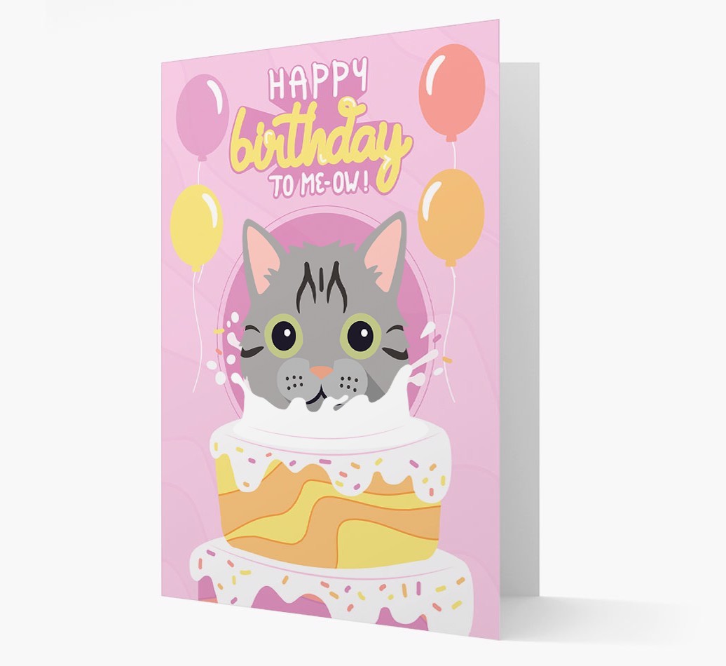 Happy Birthday To Meow: Personalised {breedCommonName} Card