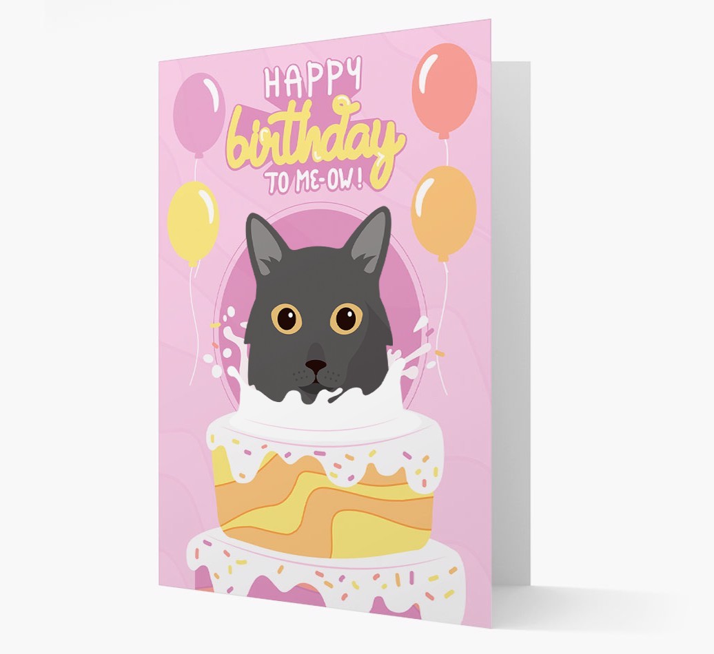 Happy Birthday To Meow: Personalised {breedCommonName} Card