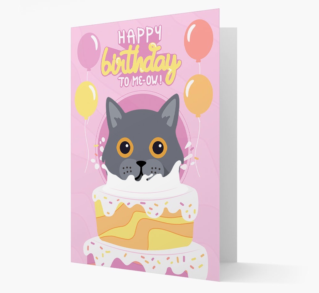 Happy Birthday To Meow: Personalised {breedCommonName} Card
