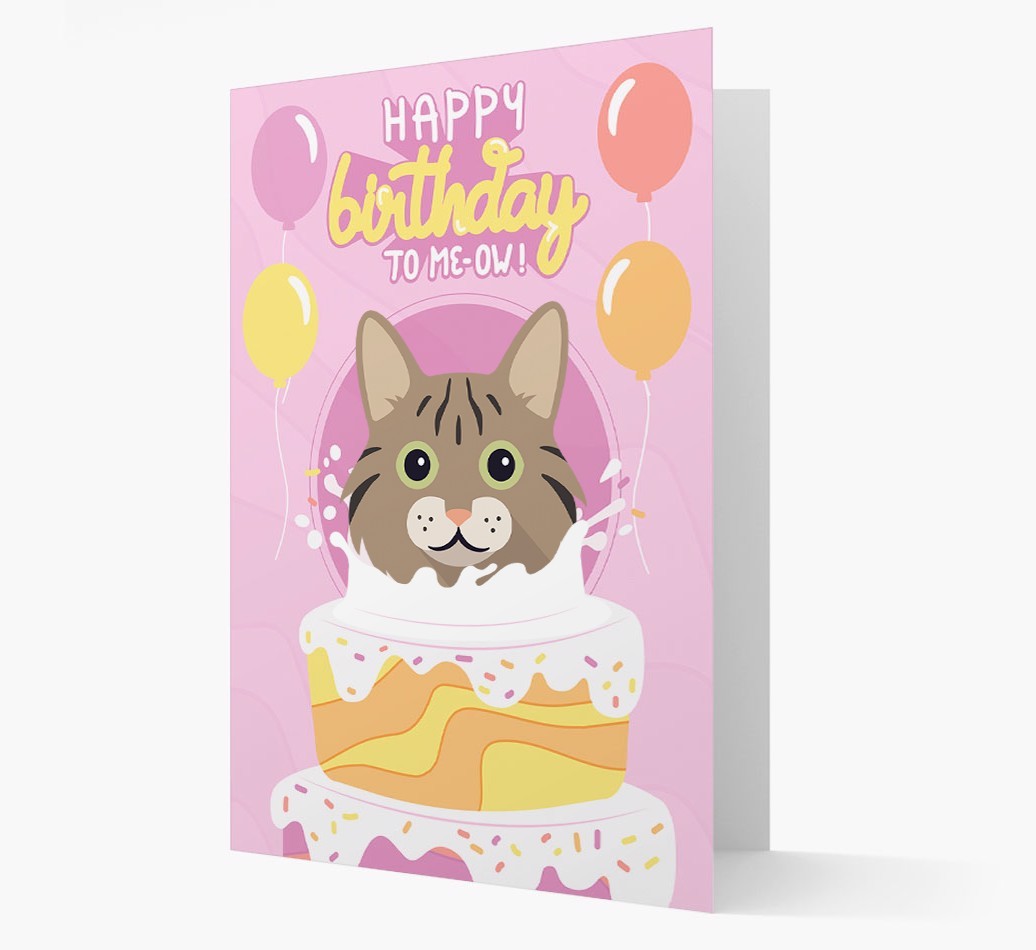 Happy Birthday To Meow: Personalised {breedCommonName} Card