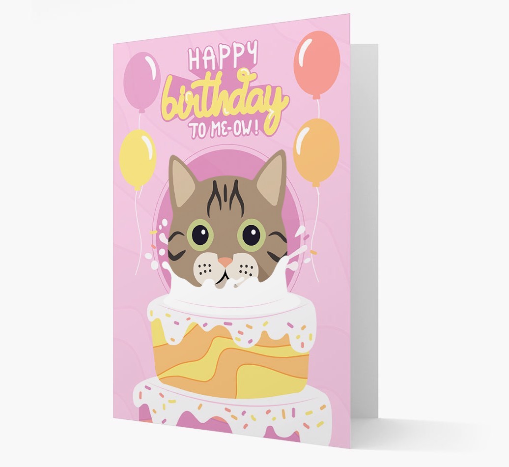 Happy Birthday To Meow: Personalised {breedCommonName} Card