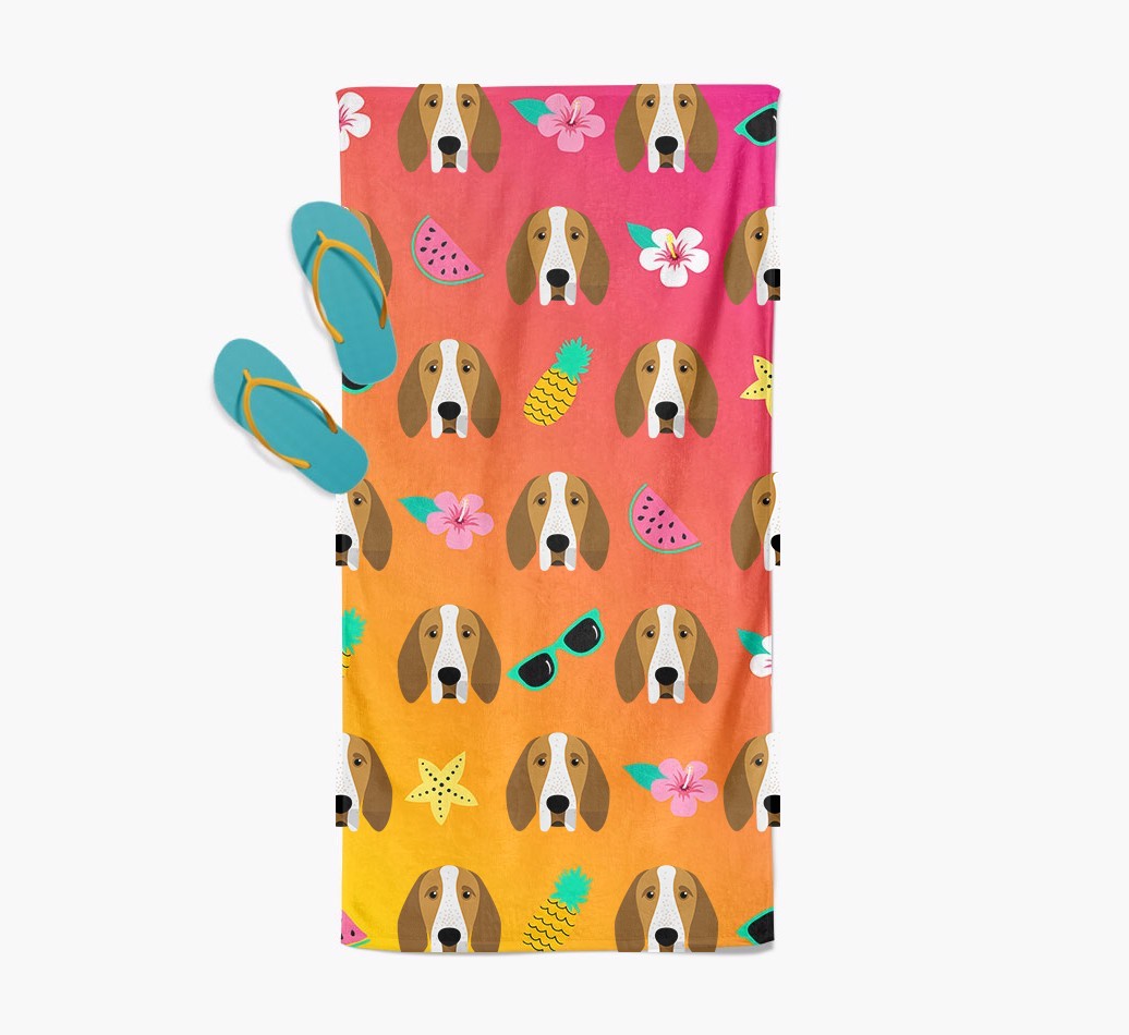 {breedFullName} Tropical Pattern Pool Towel