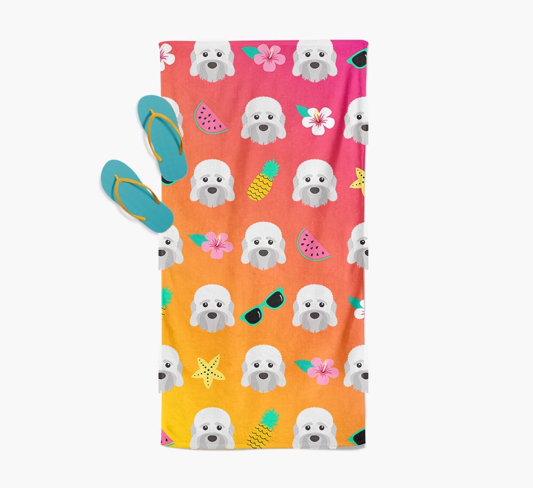 {breedFullName} Tropical Pattern Pool Towel