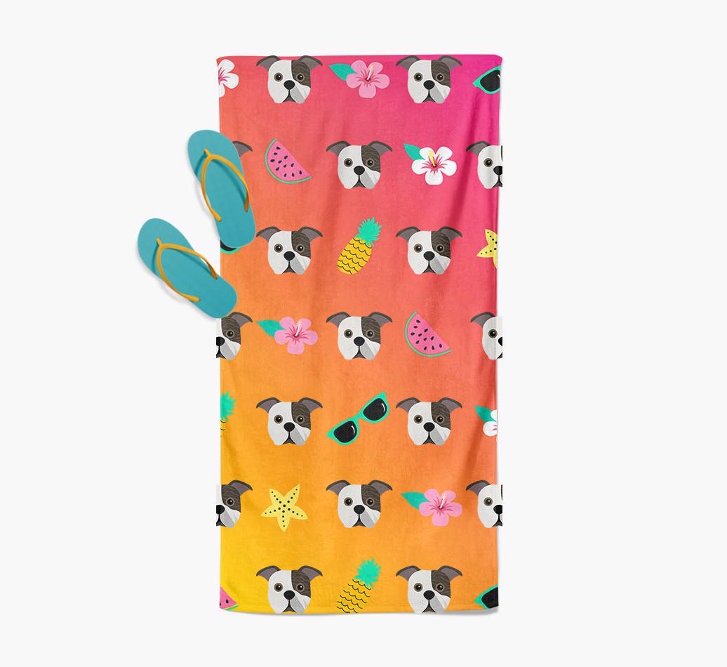 {breedFullName} Tropical Pattern Pool Towel