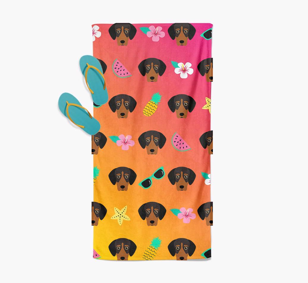 {breedFullName} Tropical Pattern Pool Towel