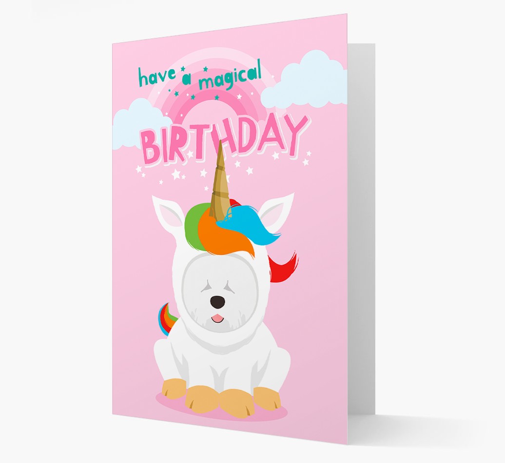 Magical Birthday Unicorn: Personalized {breedFullName} Icon Card