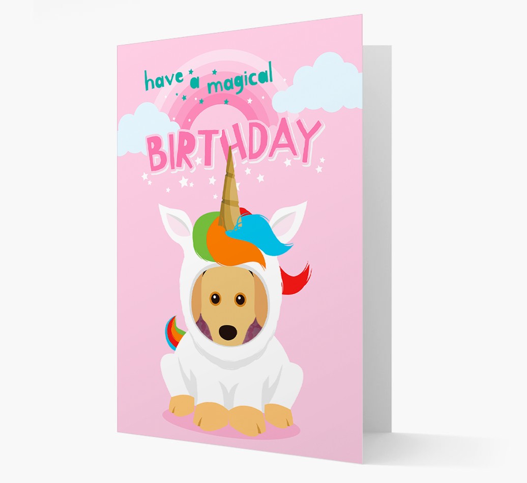 Magical Birthday Unicorn: Personalized {breedFullName} Icon Card