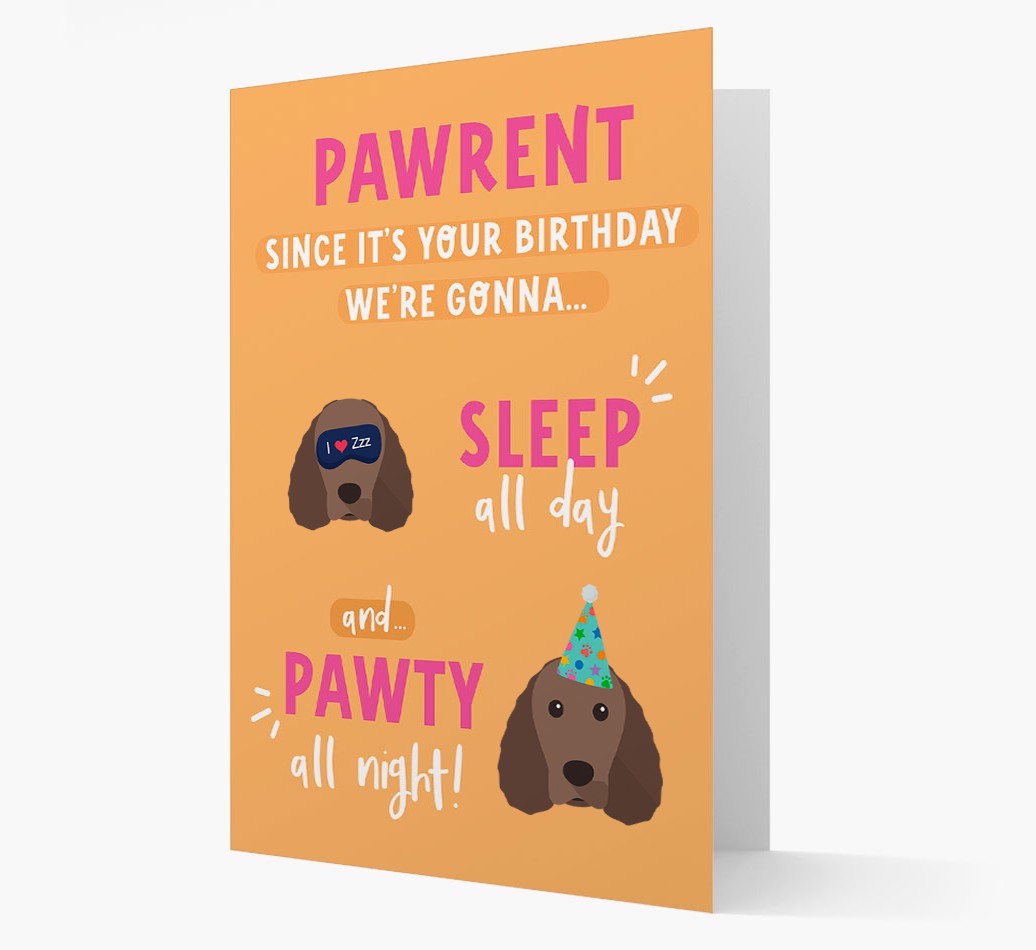 Sleep All Day, Pawty All Night: Personalised Card with {breedFullName} Icon