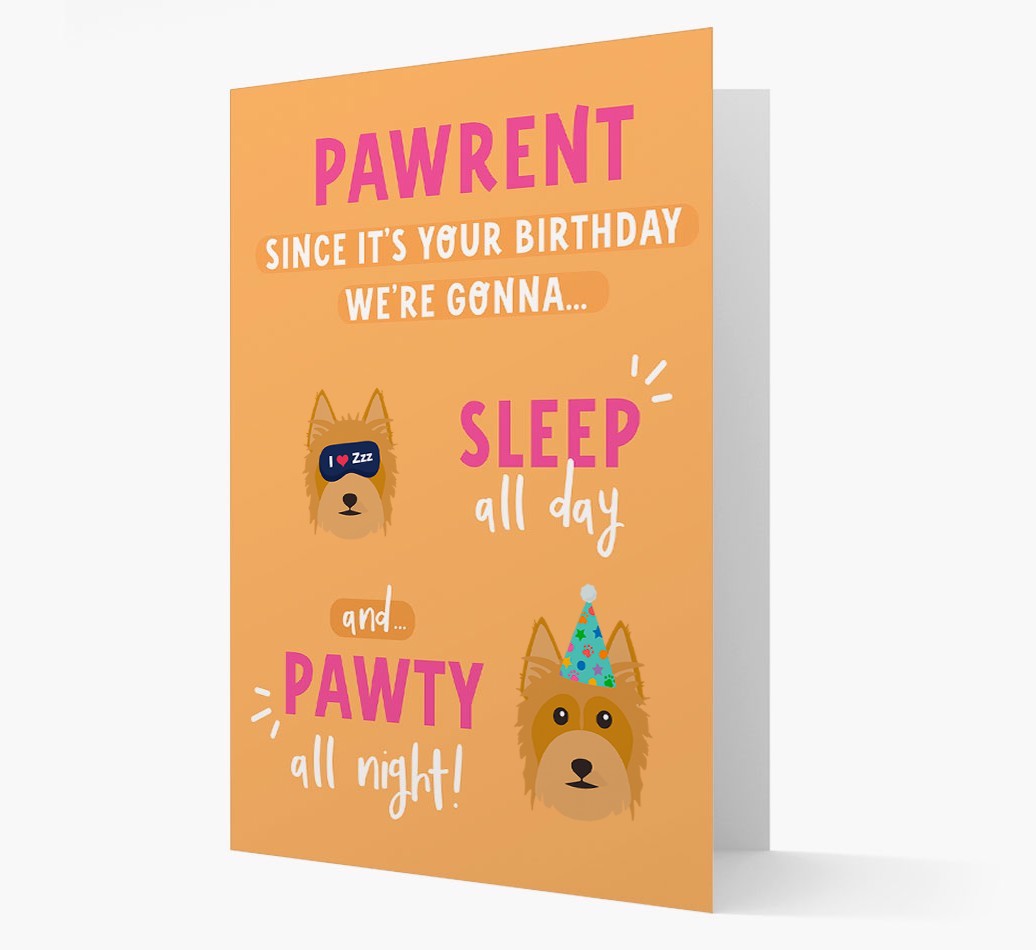 Sleep All Day, Pawty All Night: Personalised Card with {breedFullName} Icon