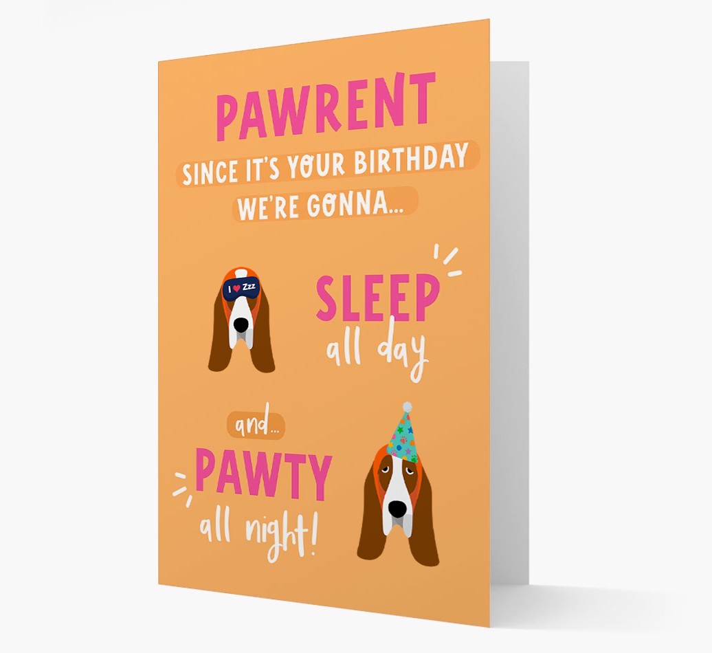 Sleep All Day, Pawty All Night: Personalised Card with {breedFullName} Icon