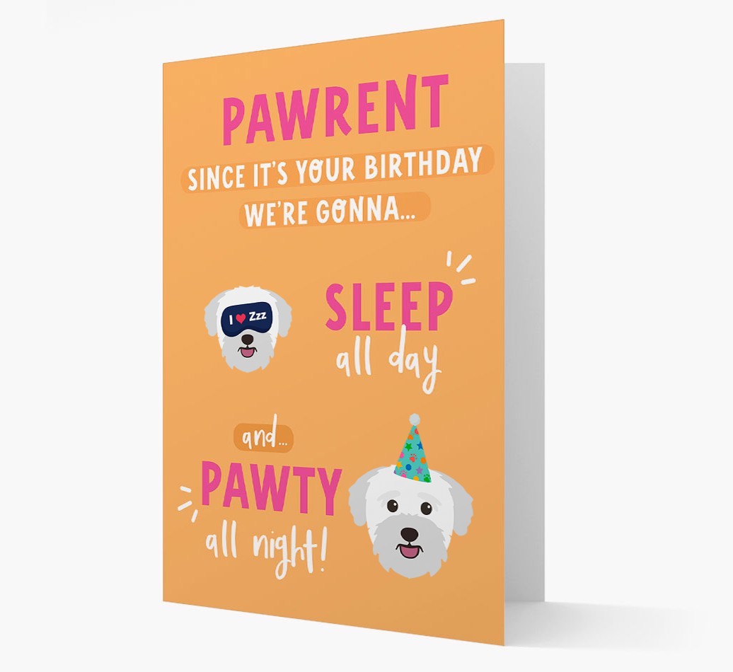 Sleep All Day, Pawty All Night: Personalised Card with {breedFullName} Icon