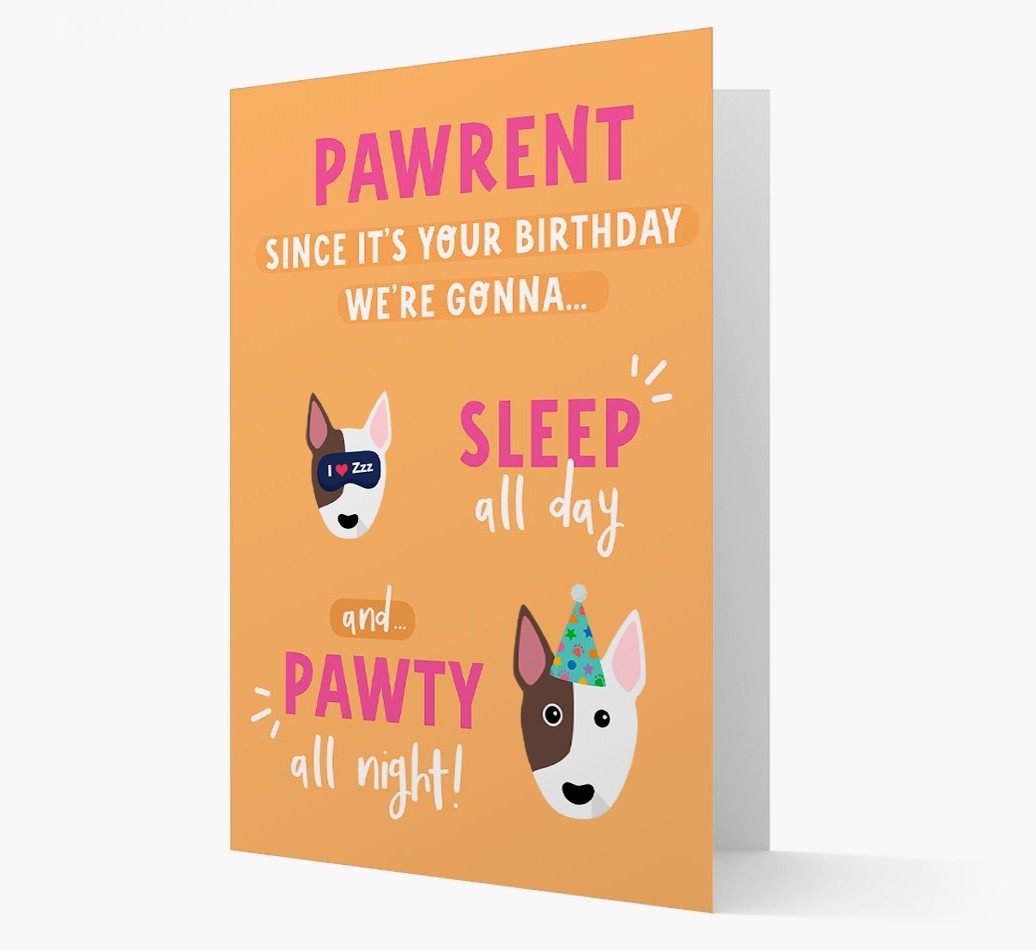 Sleep All Day, Pawty All Night: Personalised Card with {breedFullName} Icon