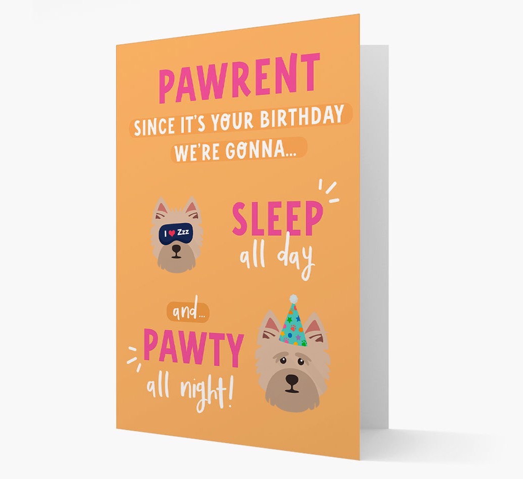 Sleep All Day, Pawty All Night: Personalised Card with {breedFullName} Icon