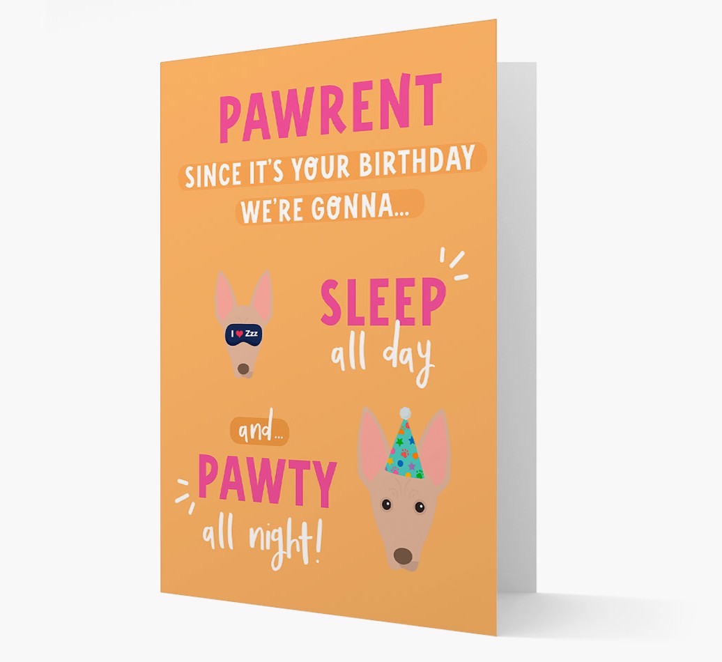 Sleep All Day, Pawty All Night: Personalized Card with {breedFullName} Icon