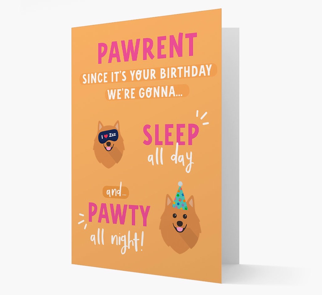 Sleep All Day, Pawty All Night: Personalised Card with {breedFullName} Icon