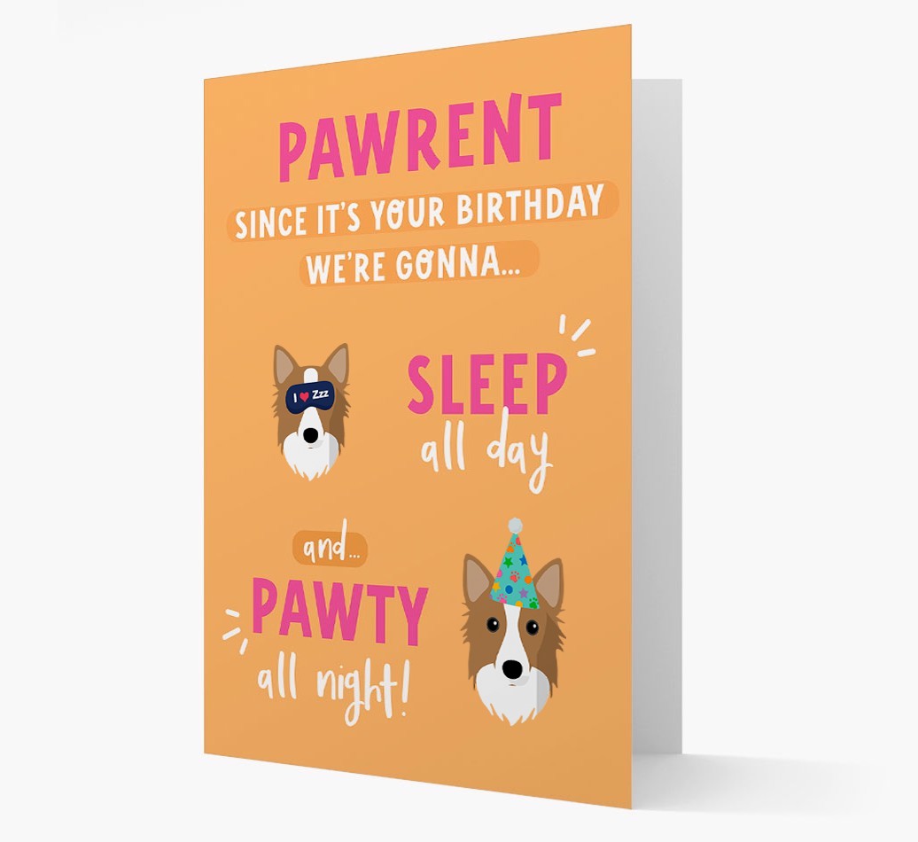 Sleep All Day, Pawty All Night: Personalised Card with {breedFullName} Icon