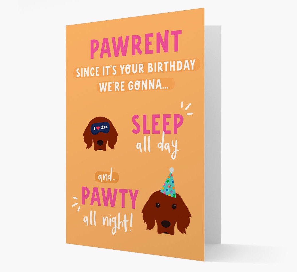Sleep All Day, Pawty All Night: Personalised Card with {breedFullName} Icon