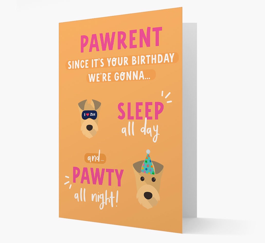 Sleep All Day, Pawty All Night: Personalised Card with {breedFullName} Icon