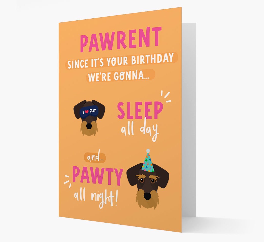 Sleep All Day, Pawty All Night: Personalised Card with {breedFullName} Icon