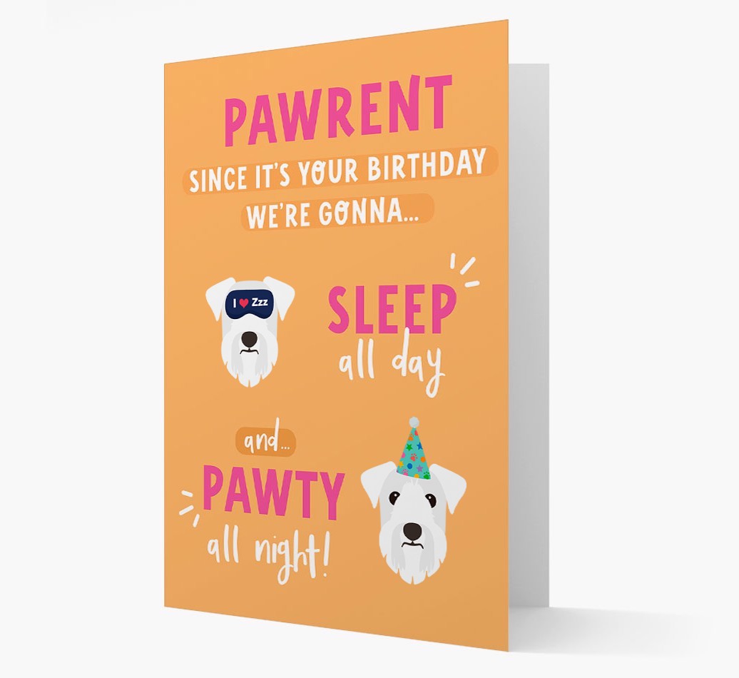 Sleep All Day, Pawty All Night: Personalised Card with {breedFullName} Icon