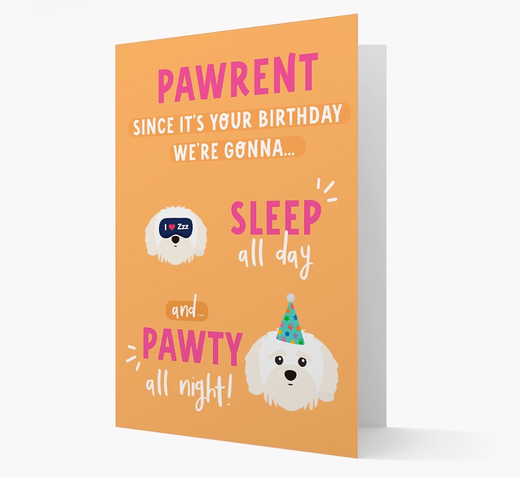 Sleep All Day, Pawty All Night: Personalised Card with {breedFullName} Icon