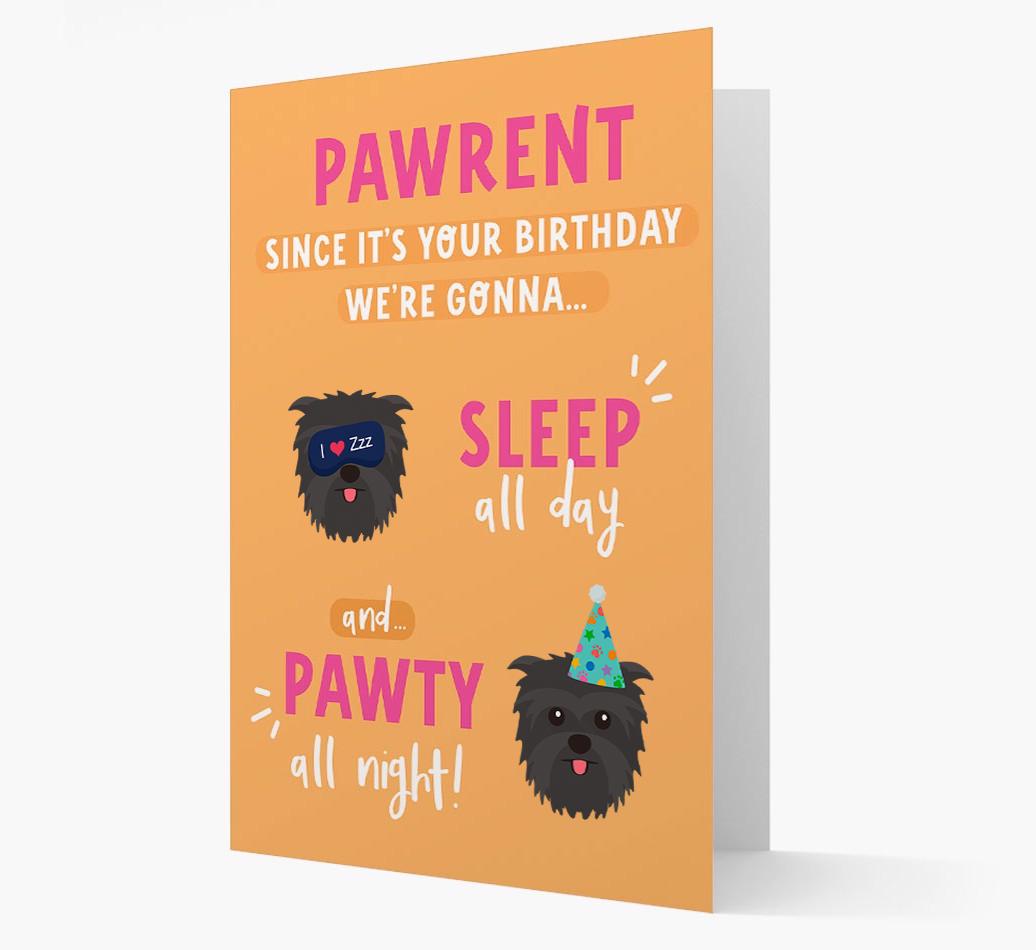 Sleep All Day, Pawty All Night: Personalized Card with {breedFullName} Icon