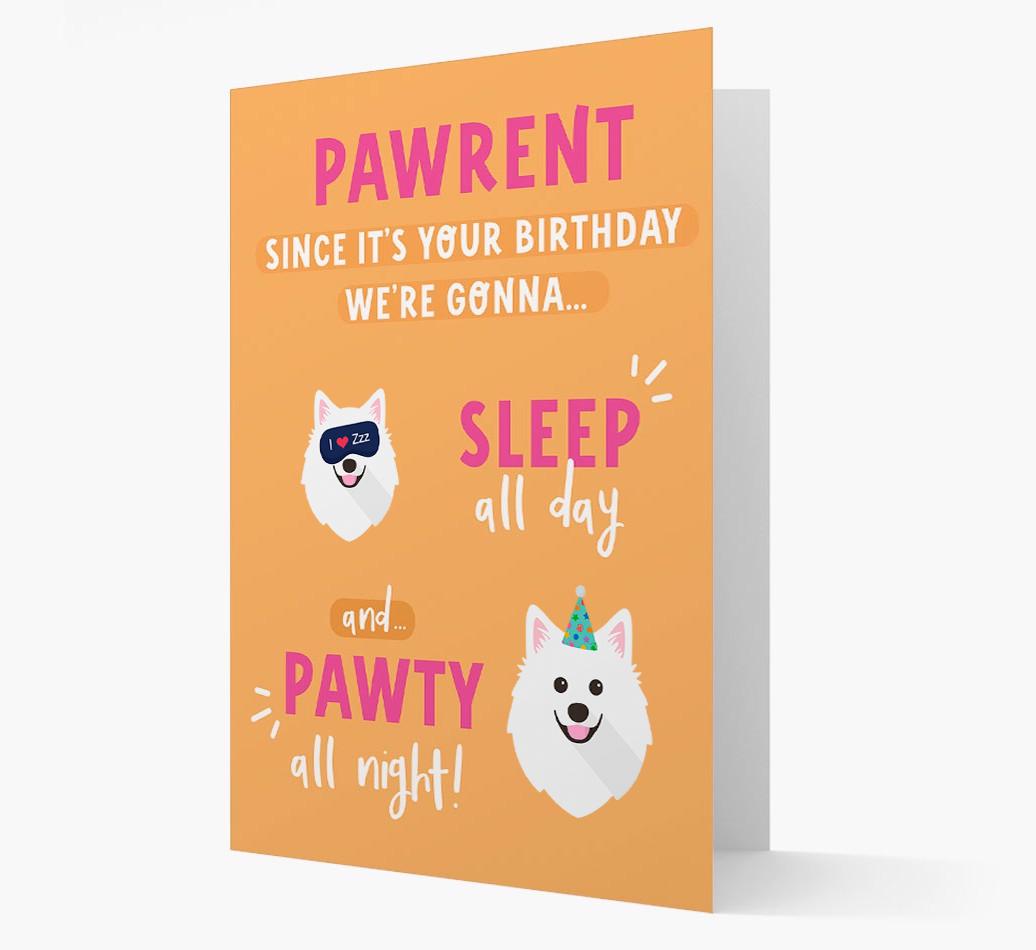 Sleep All Day, Pawty All Night: Personalized Card with {breedFullName} Icon
