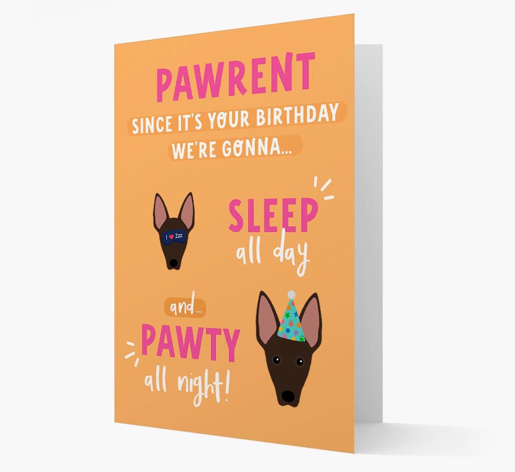 Sleep All Day, Pawty All Night: Personalized Card with {breedFullName} Icon