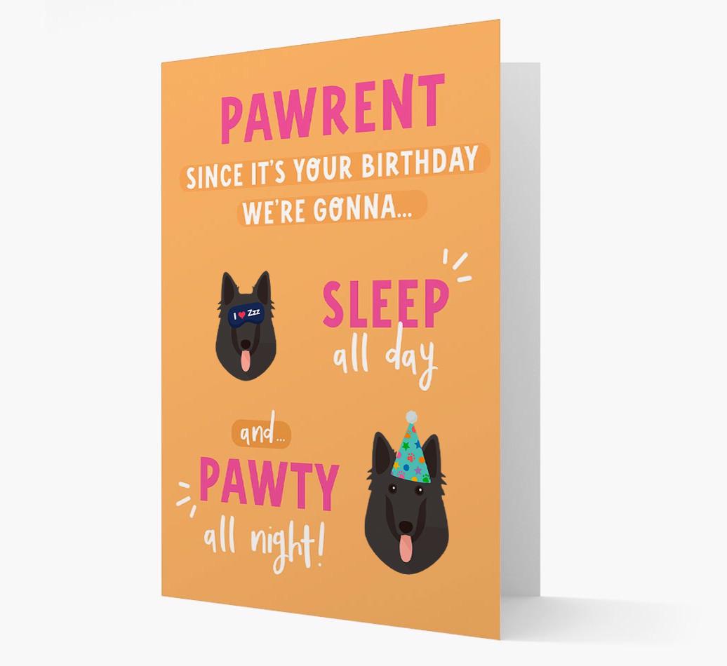 Sleep All Day, Pawty All Night: Personalized Card with {breedFullName} Icon