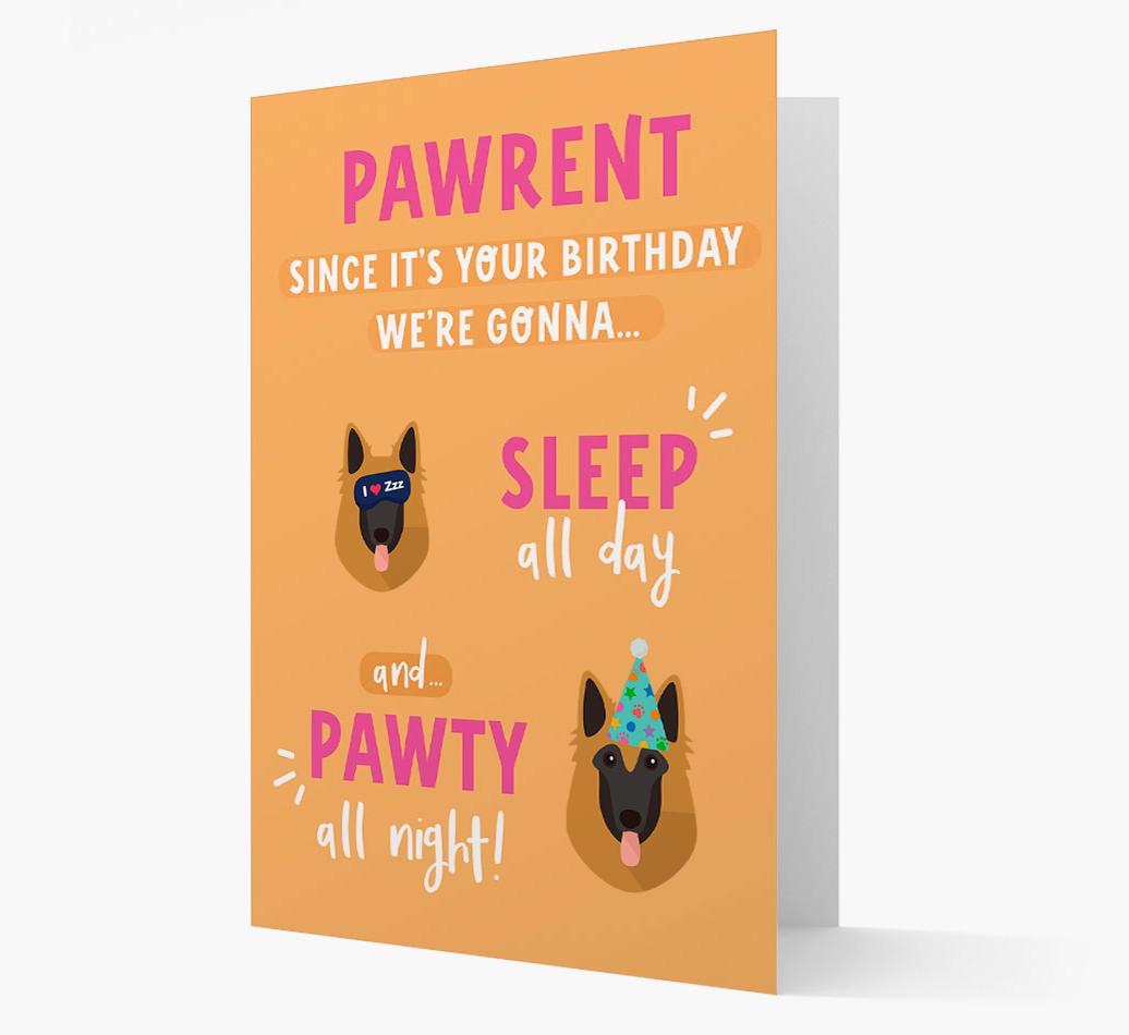 Sleep All Day, Pawty All Night: Personalized Card with {breedFullName} Icon
