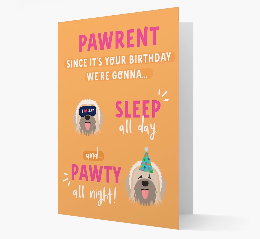 Sleep All Day, Pawty All Night: Personalized Card with {breedFullName} Icon