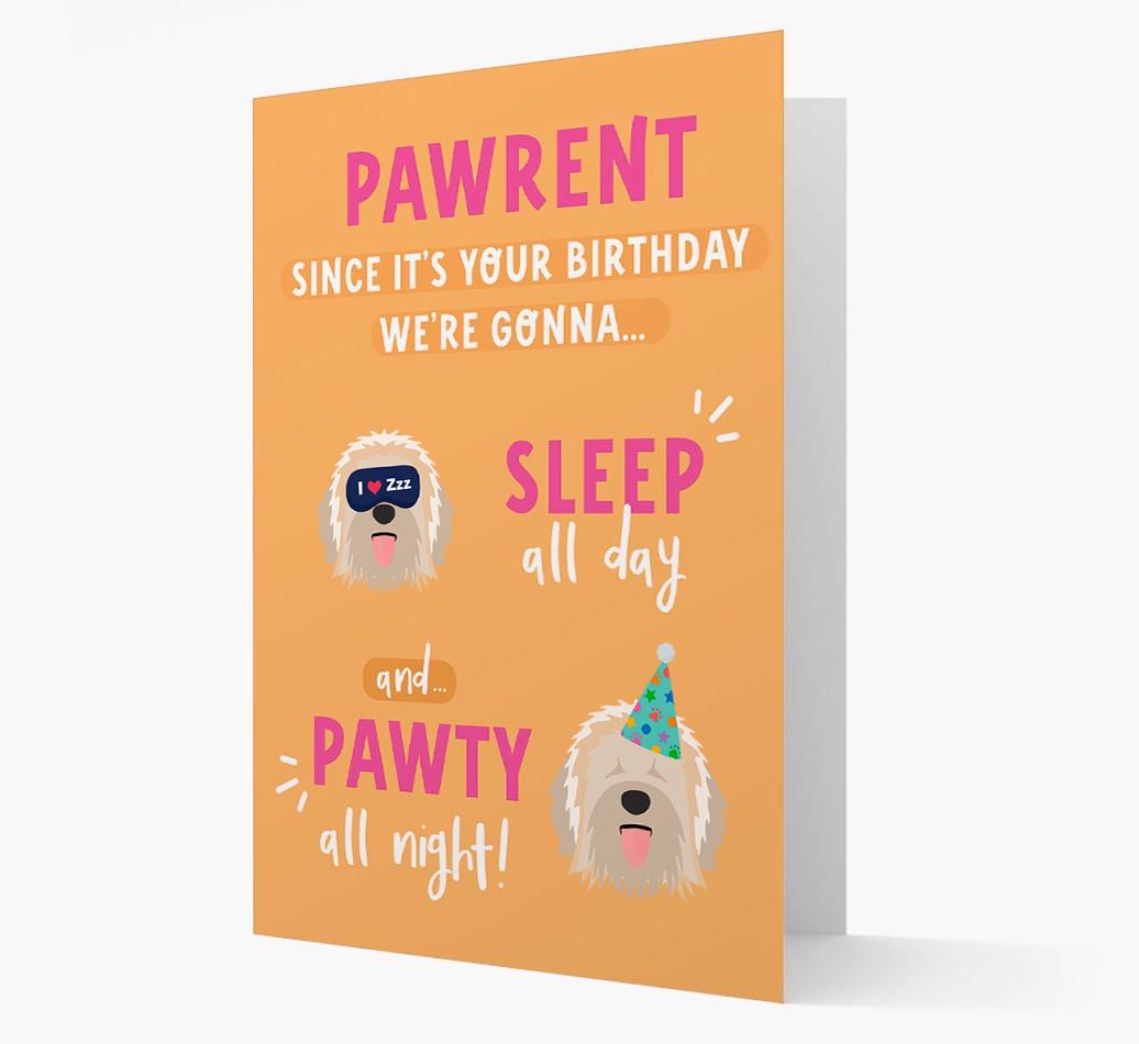 Sleep All Day, Pawty All Night: Personalized Card with {breedFullName} Icon