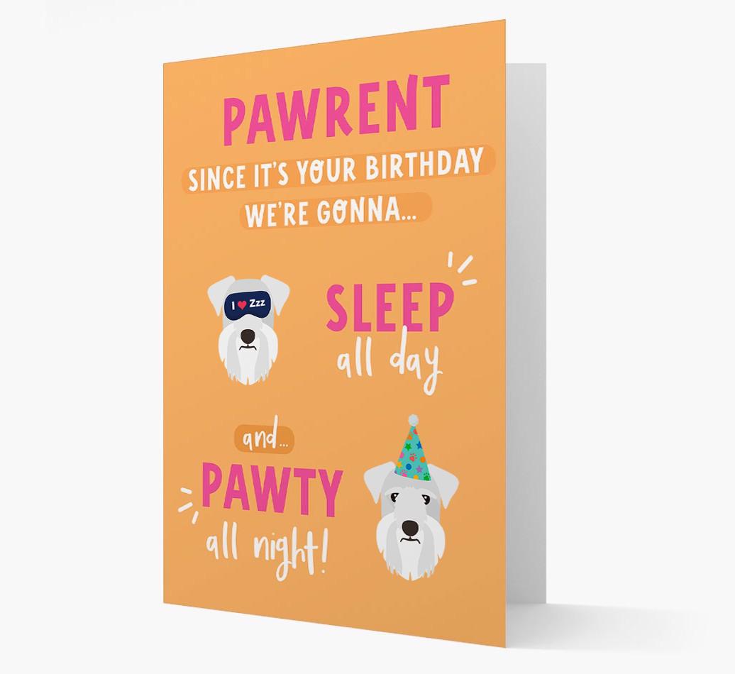 Sleep All Day, Pawty All Night: Personalized Card with {breedFullName} Icon